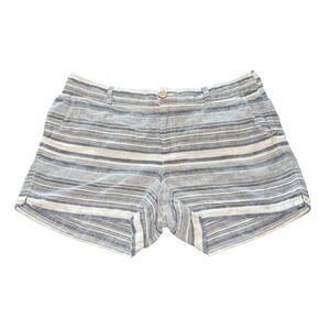 Artisan NY Women's Linen Striped Blue & White Casual Shorts Size 10‎